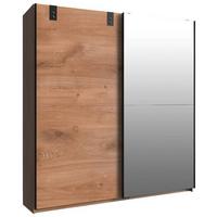 Schwebetürenschrank + Spiegel B: 135 cm Cardiff, Eiche Dekor - Eichefarben/Silberfarben, Basics, Holzwerkstoff (135/198/64cm) - MID.YOU