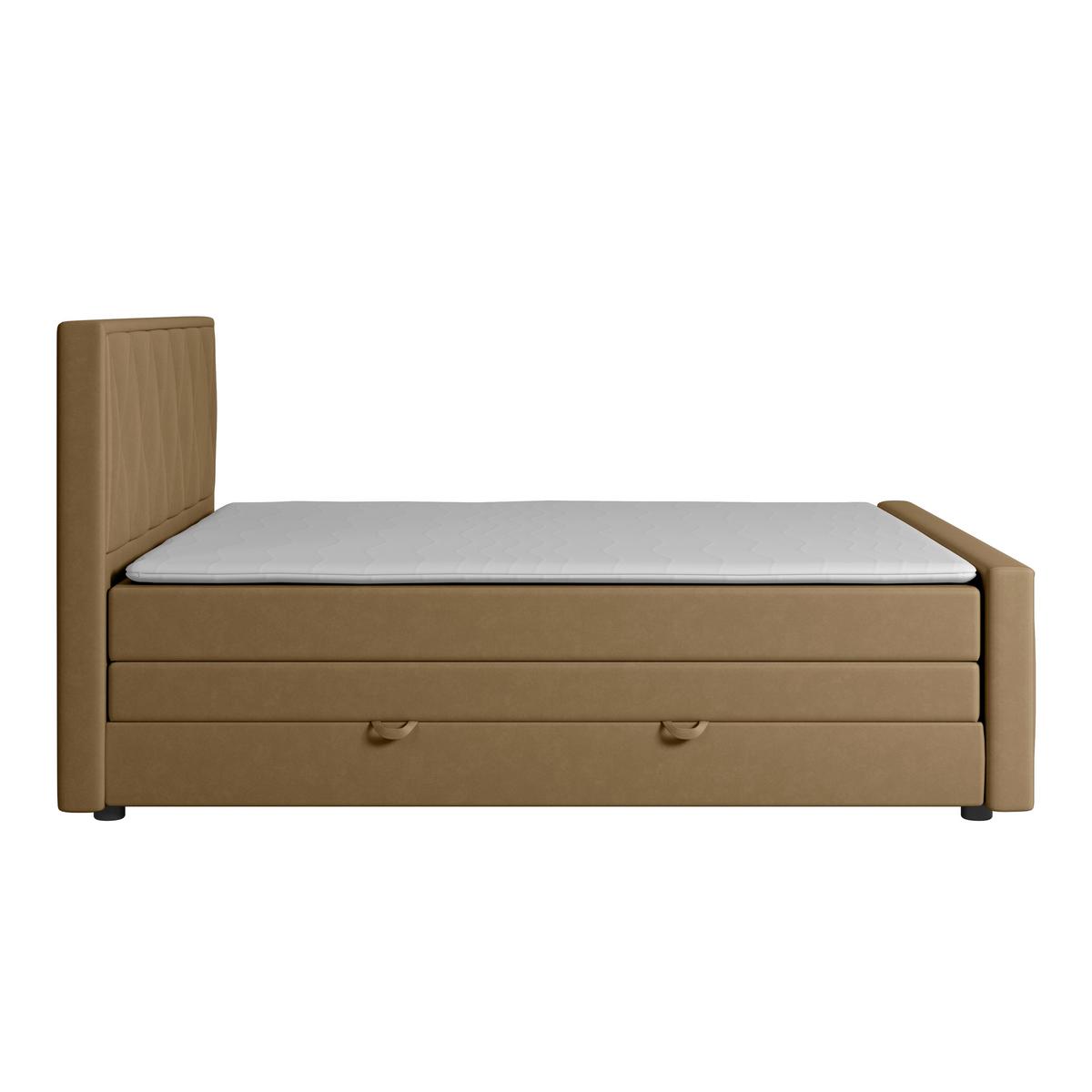 Boxspringbett mit Bettkasten Porto 180x200 cm Beige - Beige/Schwarz, MODERN, Holz/Kunststoff (180/200cm) - MID.YOU