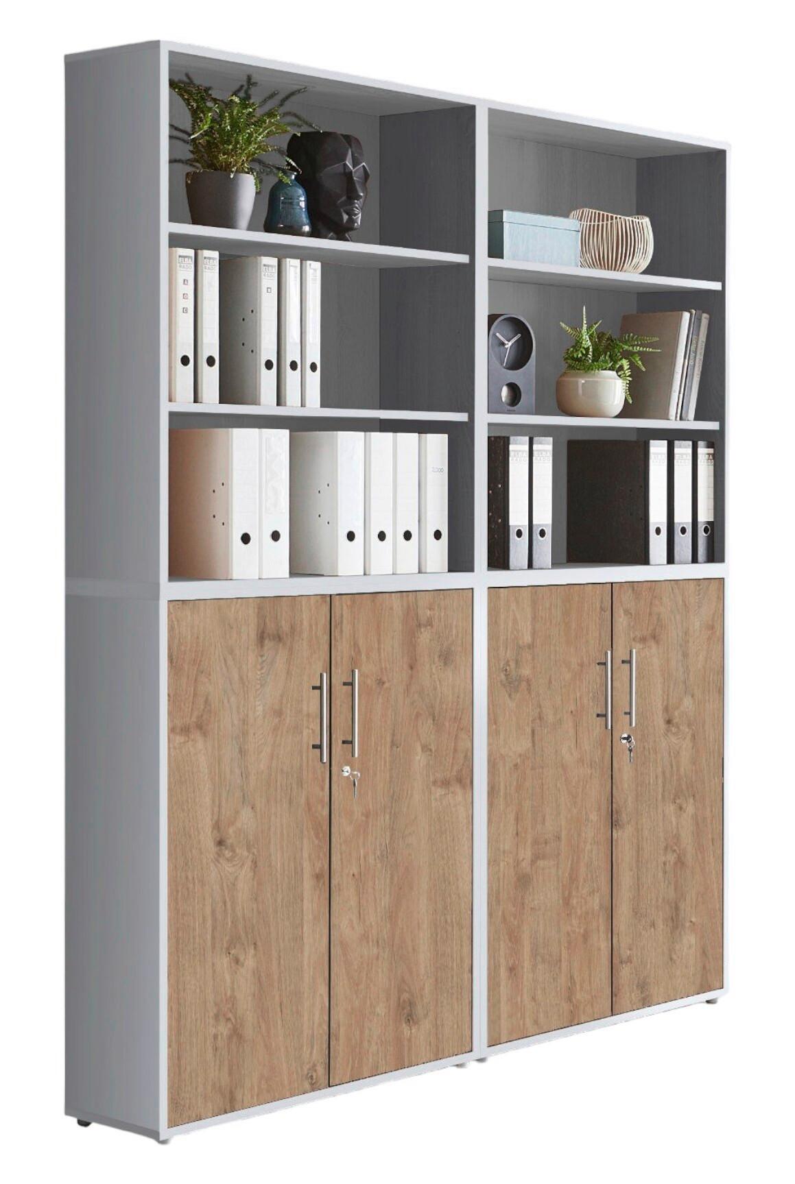 Office Edition B: 168,8 cm Eichefarben/Grau - Eichefarben/Grau, MODERN, Holzwerkstoff (168,8/227,2/33cm) - MID.YOU