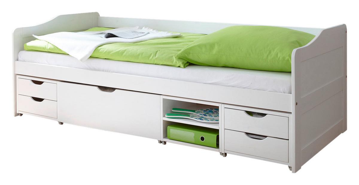Postel s úložným prostorem MARLIES bílá - bílá, Moderní, dřevo (90/200cm) - MID.YOU