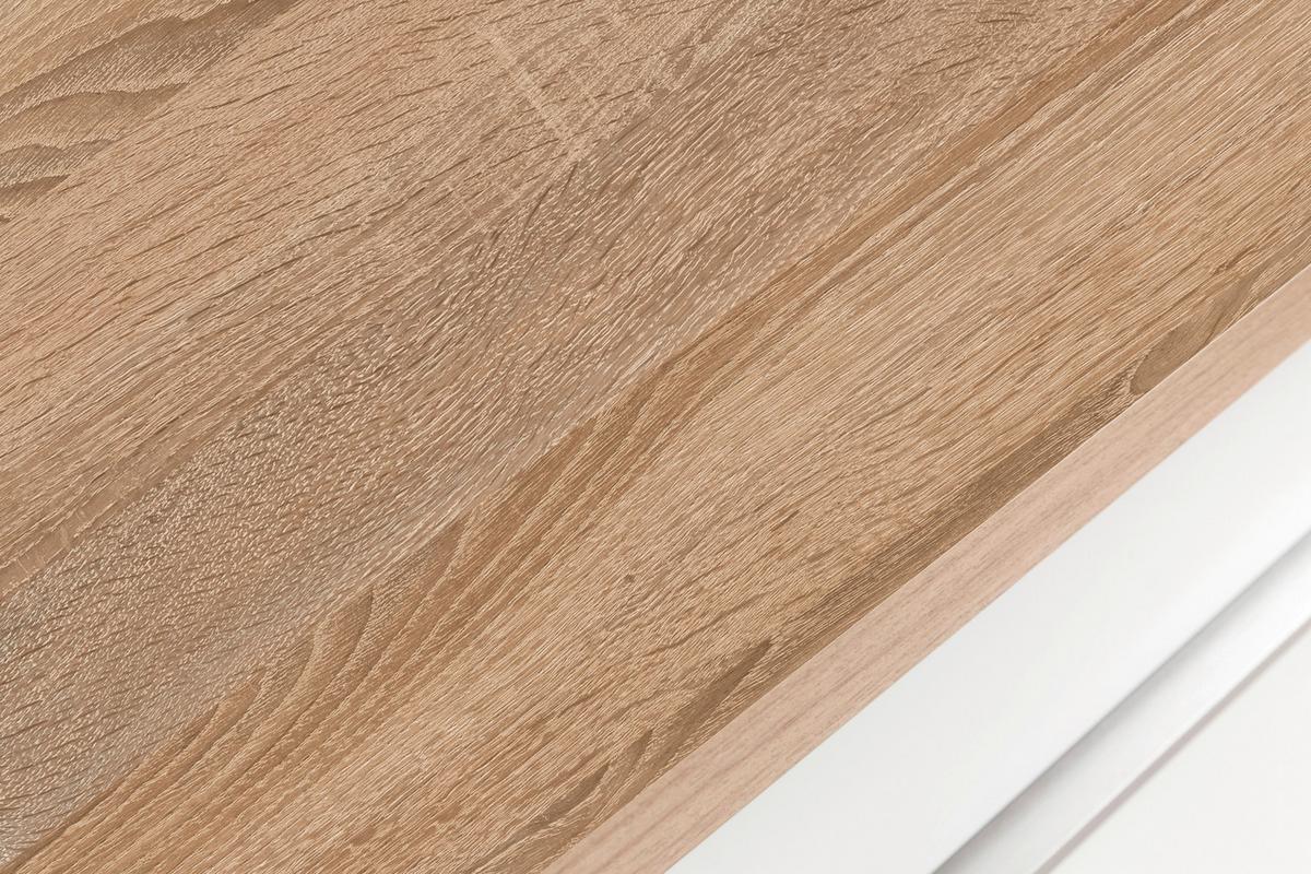 Zweizeilige Küche Mailand 380 cm mit Geräten Weiß - Weiß Hochglanz/Eichefarben, MODERN, Holzwerkstoff (230-150cm) - Held