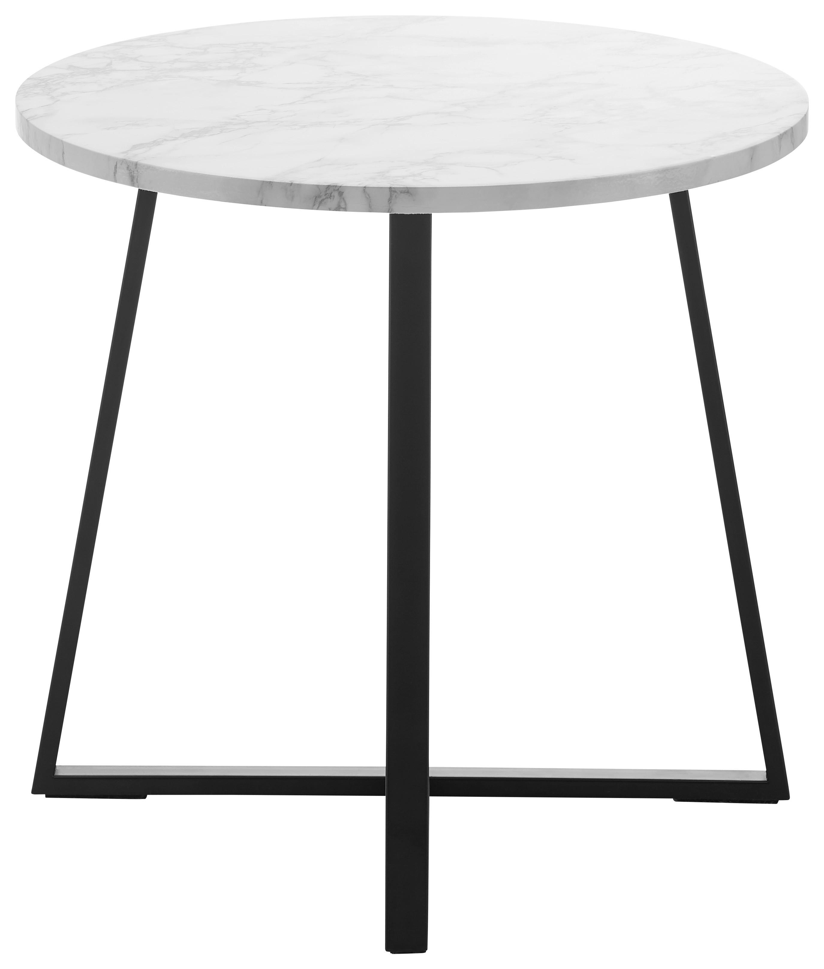 Konferenční stolek Silvia - bílá/černá, Moderní, kov/kompozitní dřevo (45/45/45cm) - Bessagi Home