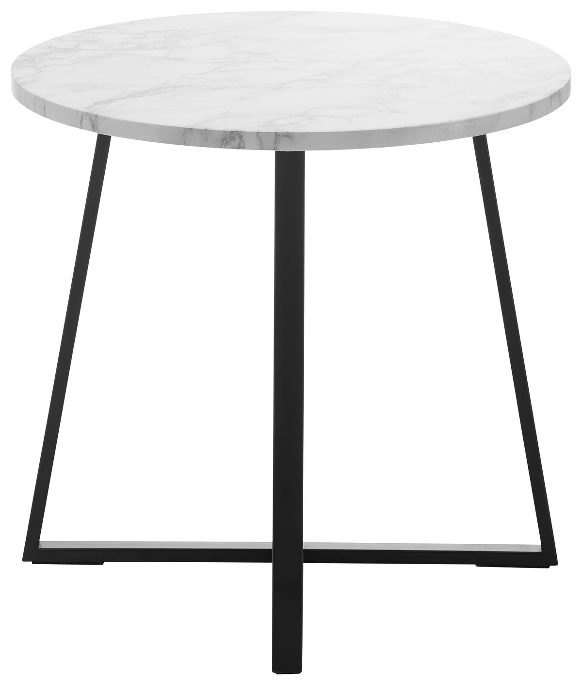 Konferenční stolek Silvia - bílá/černá, Moderní, kov/kompozitní dřevo (45/45/45cm) - Bessagi Home