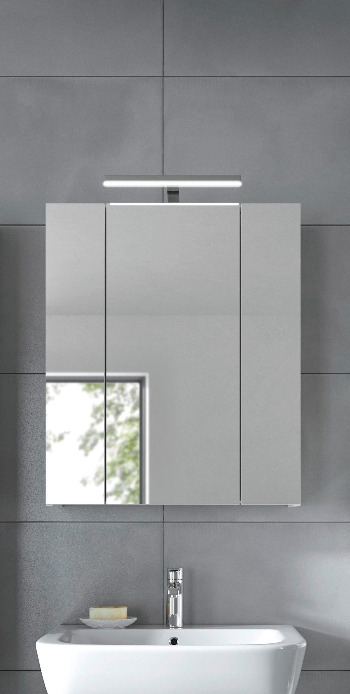 Spiegelschrank Ice Weiß Hg B: 60 cm - Weiß Hochglanz/Weiß, MODERN, Holzwerkstoff (60/70/18cm) - MID.YOU