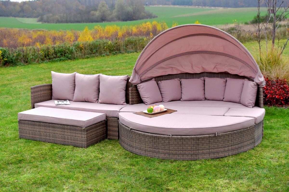 Gartenmöbel Set 8-tlg Riva Aus Kunststoff Mit Kissen - Naturfarben, MODERN, Kunststoff/Metall (180/147/183cm) - Gardenson