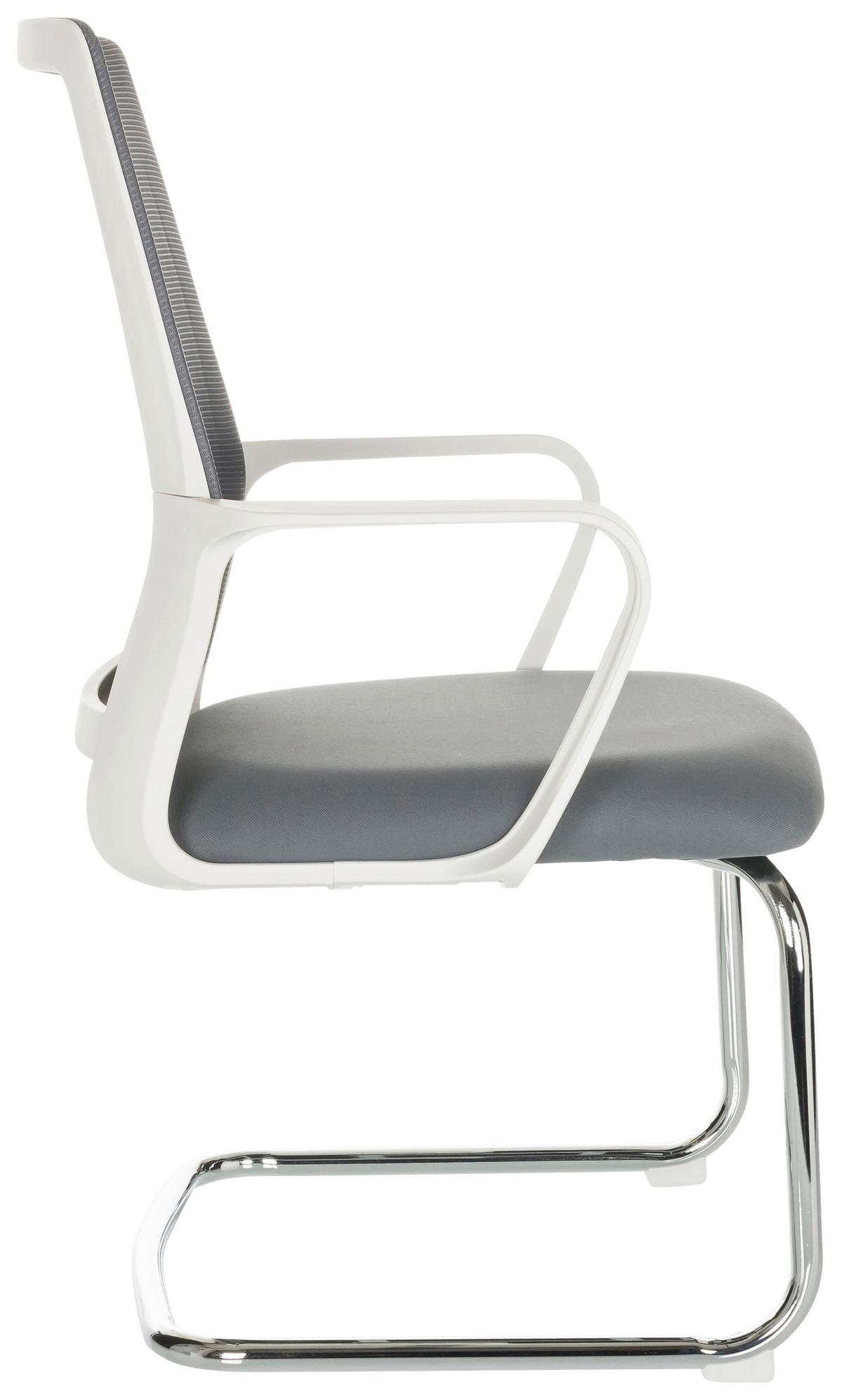 Besucherstuhl Visiter W - Silberfarben/Weiß, Basics, Kunststoff/Textil (60/97-98/60cm) - MID.YOU