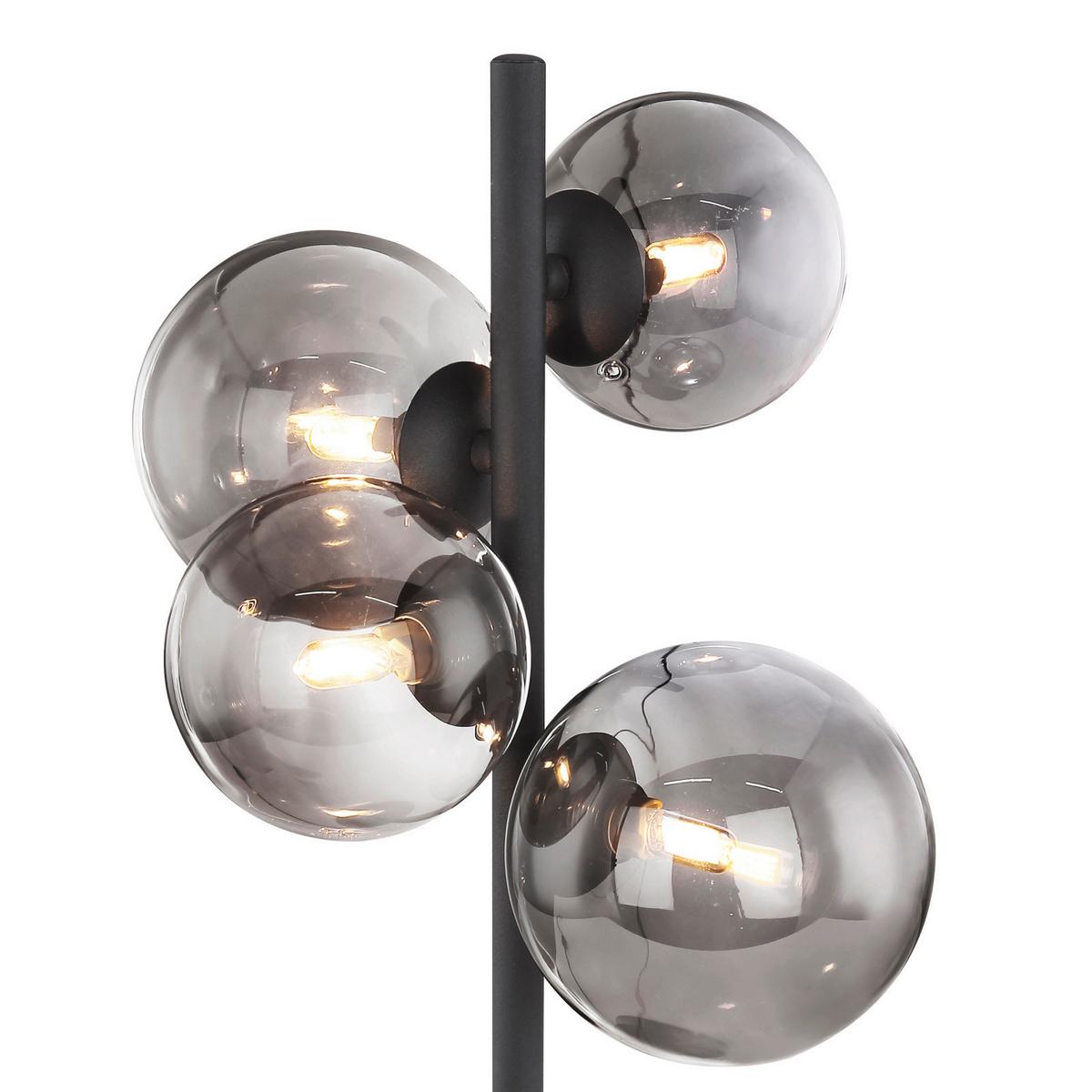 Led Asztali Lámpa 56133-4t Riha - fekete, Design, Üveg/fém (23,7/19,3/48cm)