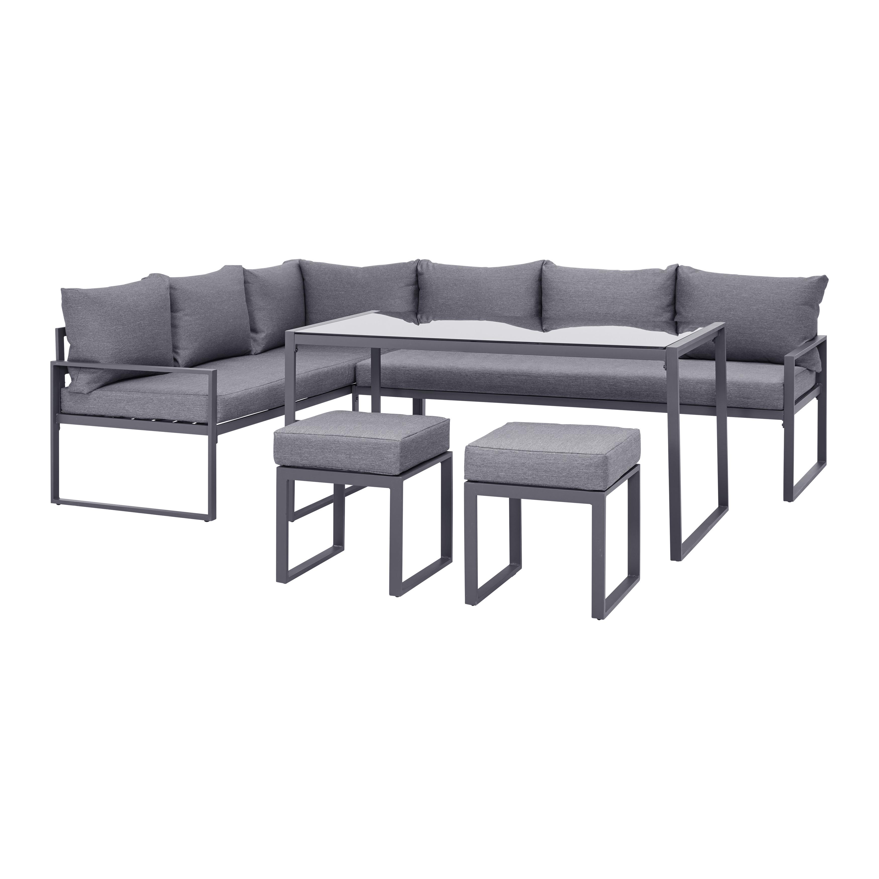 TERASOVÁ SEDACIA SÚPRAVA MEXIKO - čierna/antracitová, Modern, kov/textil (245/66cm) - Mömax