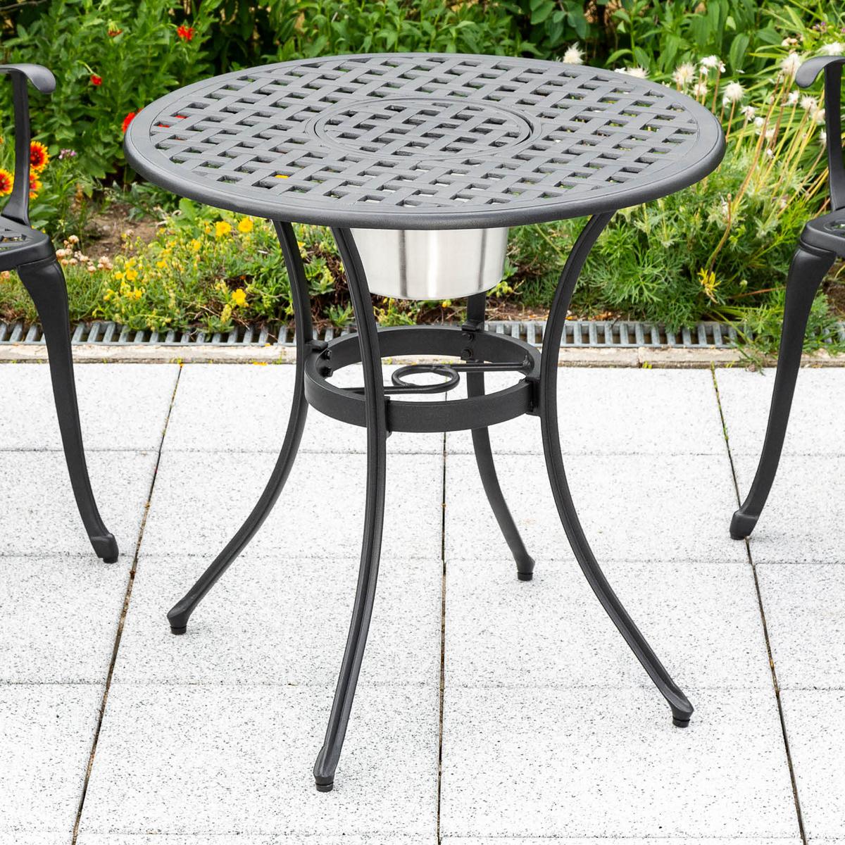 Gartenmöbel Set 3-Tlg Rhodos aus Aluminium - Graphitfarben, KONVENTIONELL, Metall - Gardenson