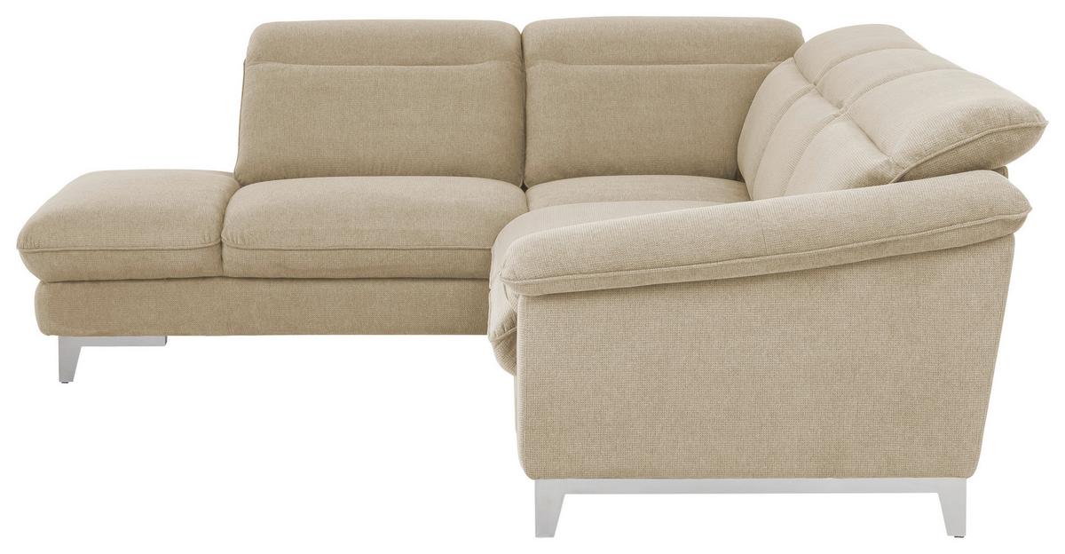 Ecksofa Mit Schlaffunktion Teresa Beige 232x293 Cm - Chromfarben/Beige, Design, Textil (232/293cm) - Livetastic