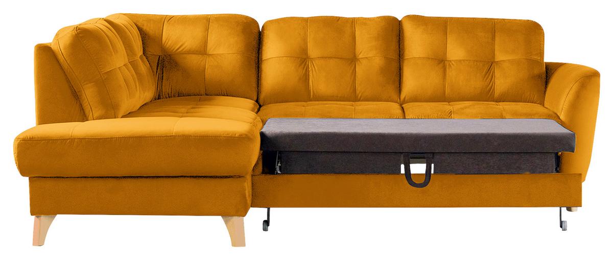 Ecksofa Nordic, Gelb S: 190x236 cm - Gelb/Buchefarben, Design, Textil (190/236cm) - Livetastic