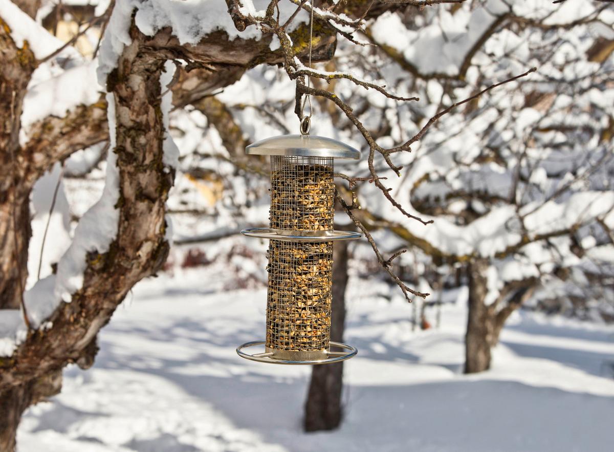 Vogelfuttersilo, Pick-up Bxhxt: 14x28x14 Cm - Silberfarben, Basics, Metall (14/28/14cm) - Windhager