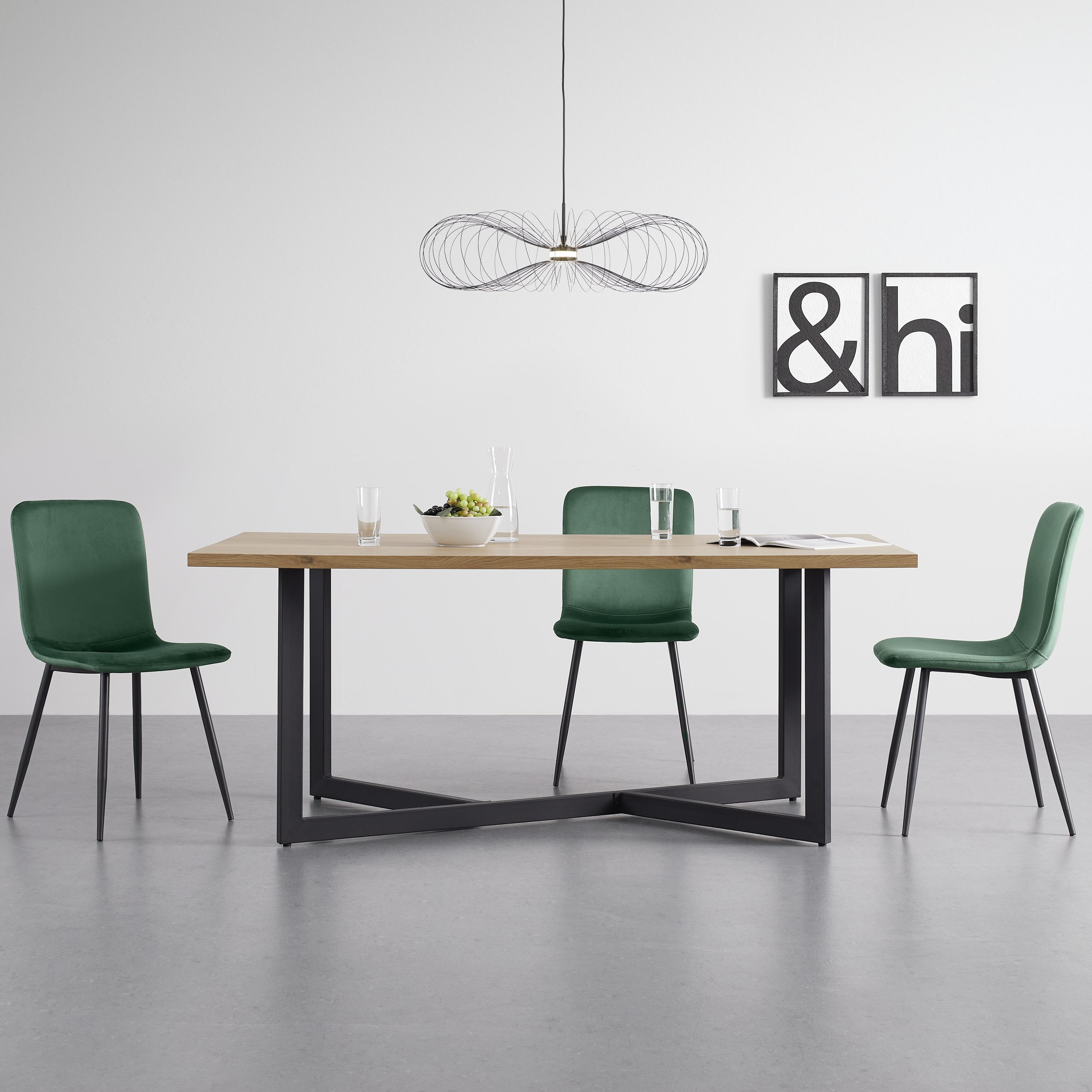 Jídelní Stůl Avola Dub 180x76x90 Cm - černá/barvy dubu, Moderní, kov (180/90/76cm) - P & B