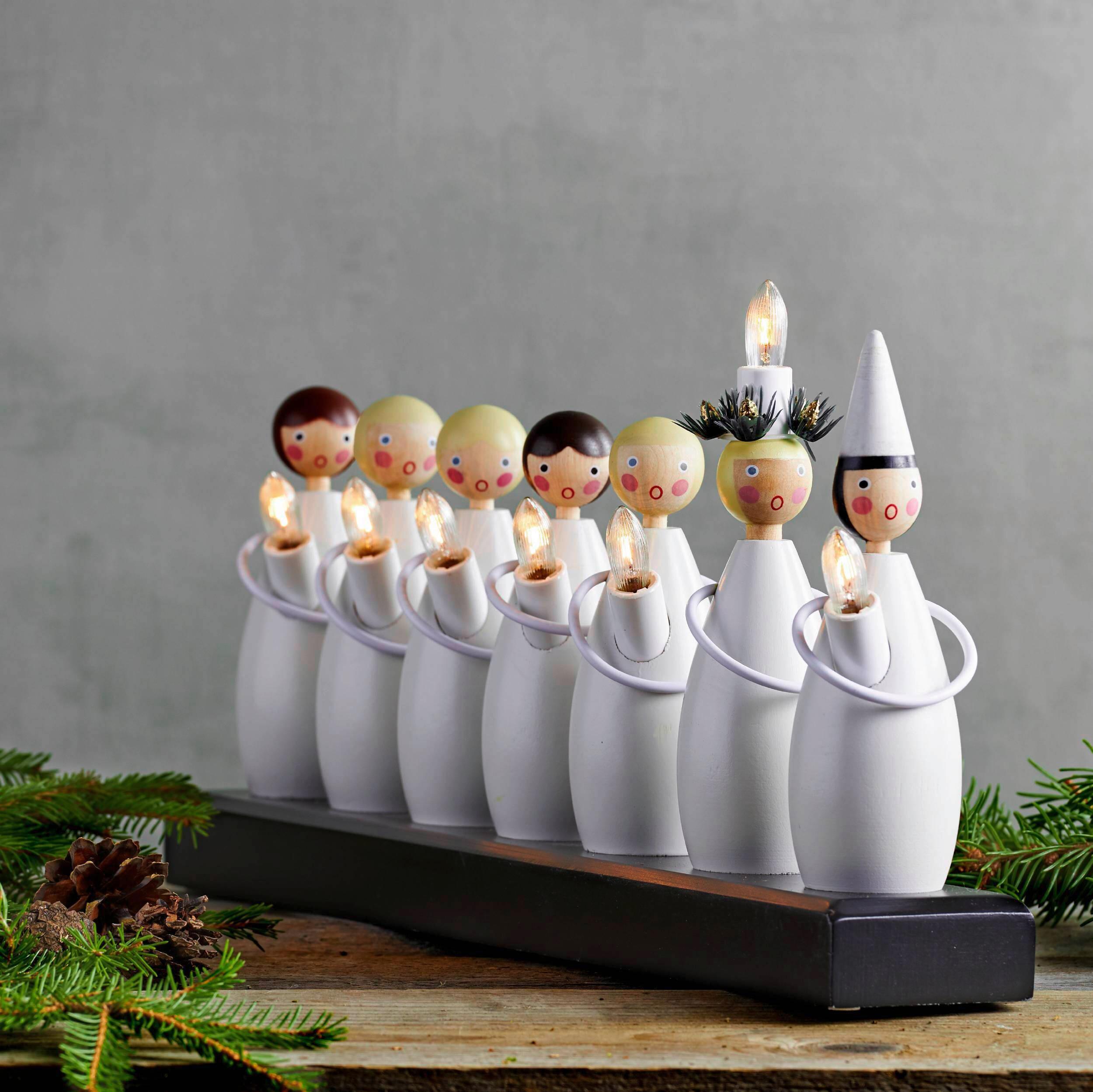LED-Kerze 652-80 Kerzenständer - Schwarz/Weiß, Basics, Holz (48/7/22cm) - Eglo