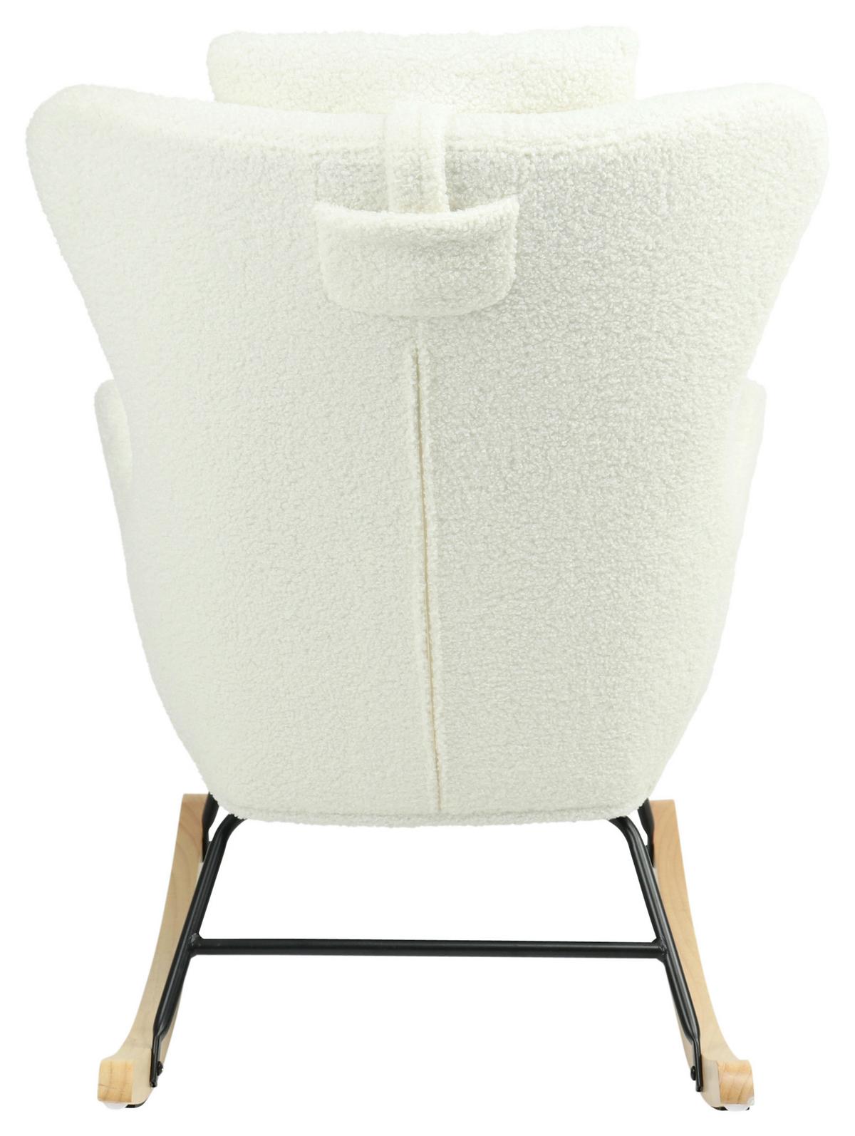 Schaukelsessel Teddy Teddy Weiß, B: 66 cm - Weiß/Naturfarben, MODERN, Holz/Textil (66/90/85cm)