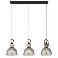 Hängeleuchte H: 120 cm 3-Flammig - Messingfarben/Schwarz, Design, Glas/Metall (83,5/20cm) - Globo