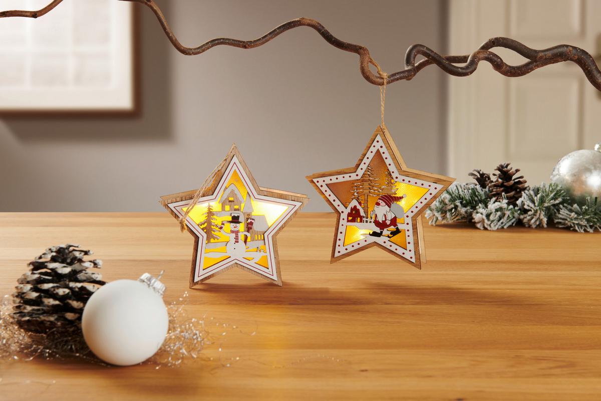LED-Dekoleuchte Star - Rot/Schwarz, MODERN, Holz/Kunststoff (13,5/12,5/3,5cm) - James Wood