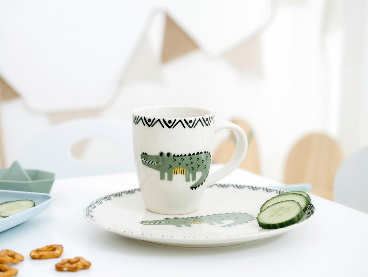 Kindergeschirrset 3 -Teilig. Steinzeug, Krokodil - Multicolor, Basics, Keramik - Creatable
