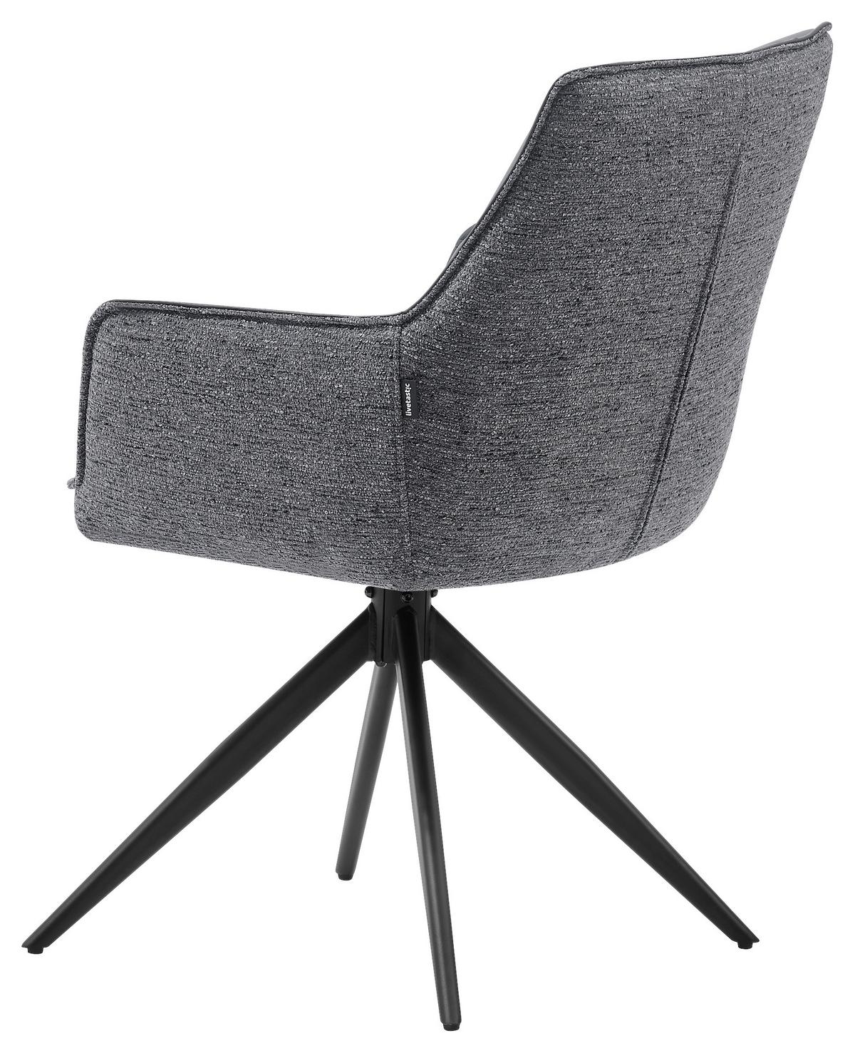Armlahnstuhl Ion Grau B: 58 cm - Schwarz/Grau, MODERN, Holz/Textil (58/87/61,5cm) - Livetastic