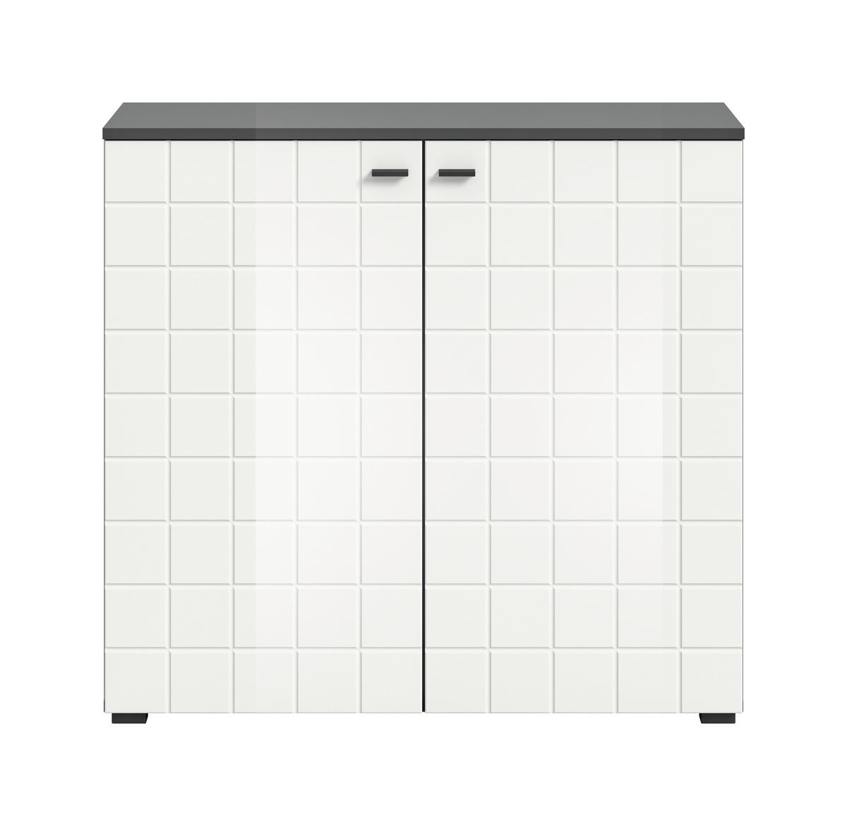 Kommode Monte Anthrazit/weiß B: 92 Cm - Weiß Hochglanz/Anthrazit, Design, Holzwerkstoff (92/87/37cm) - MID.YOU