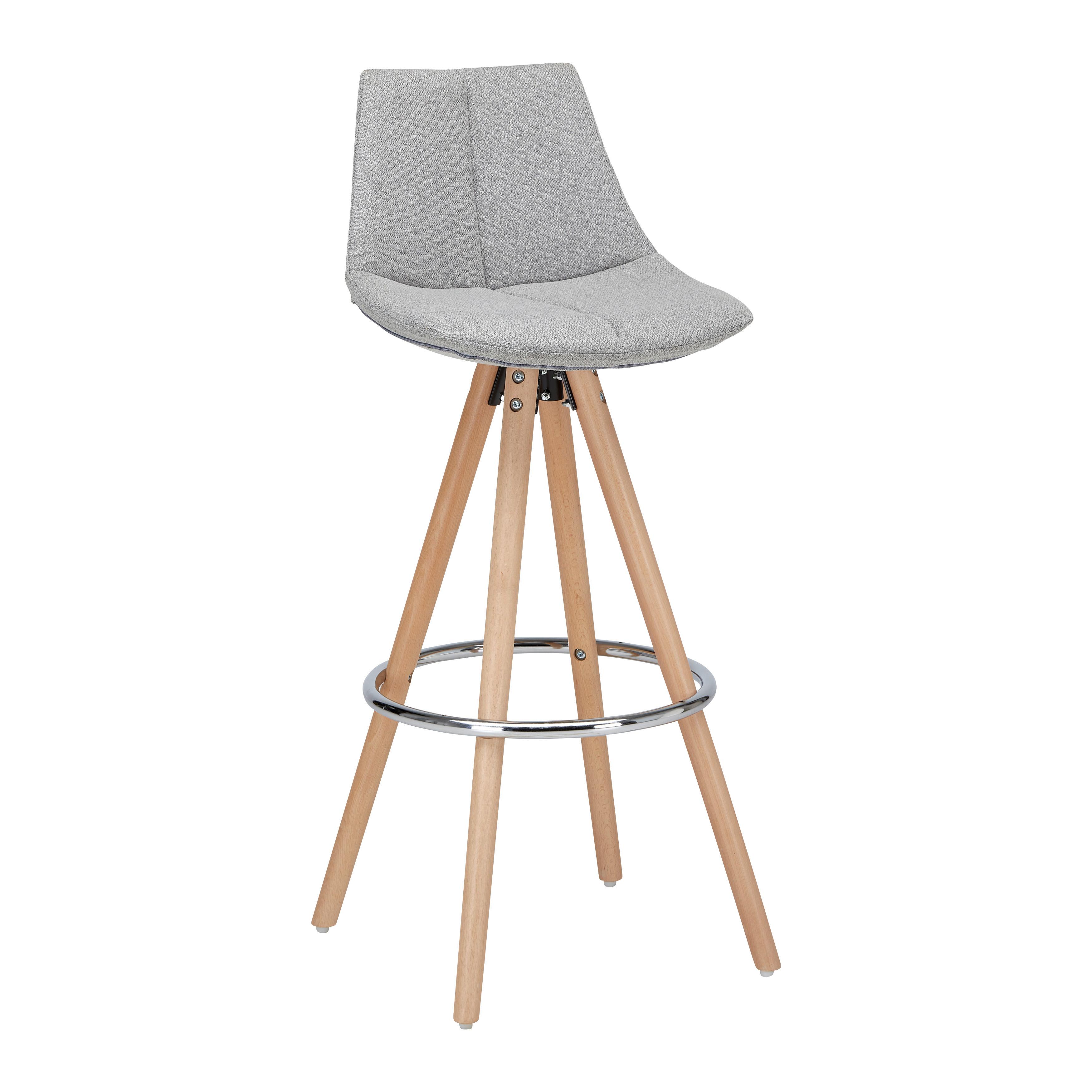 Barová stolička NELO svetlá sivá - farba buka/sivá, Modern, kov/drevo (42/100/33cm) - Bessagi Home