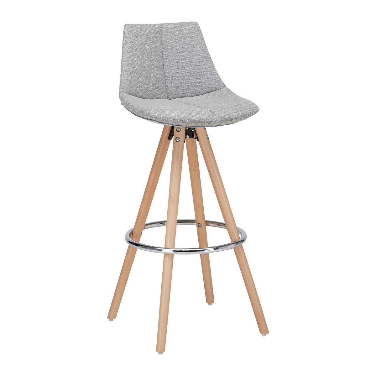 Barová židle NELO světle šedá - šedá/barvy chromu, Moderní, kov/dřevo (42/100/33cm) - Bessagi Home