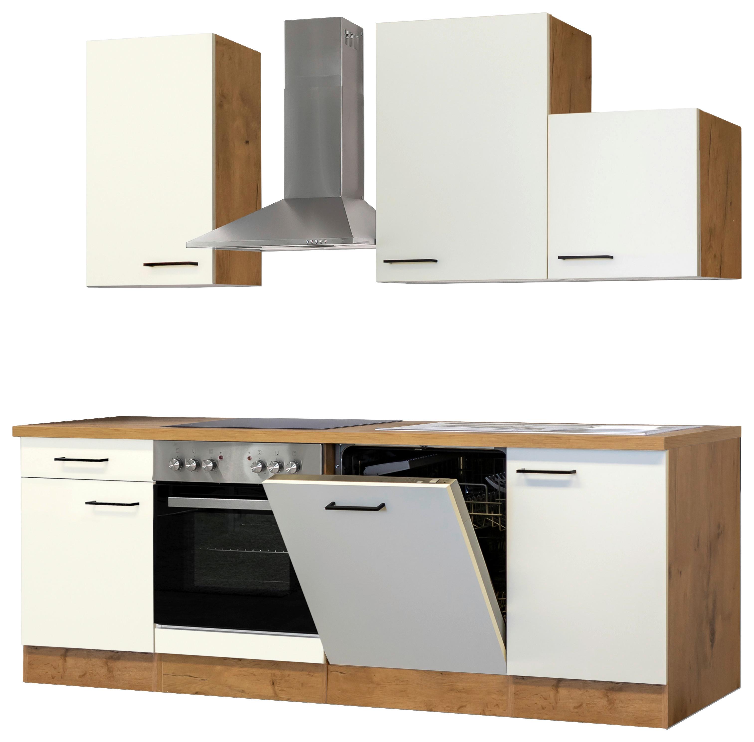 Küchenblock Avila Eichefarben/Magnolie B: 220 cm - Eichefarben/Magnolie, MODERN, Holzwerkstoff (220cm) - FlexWell