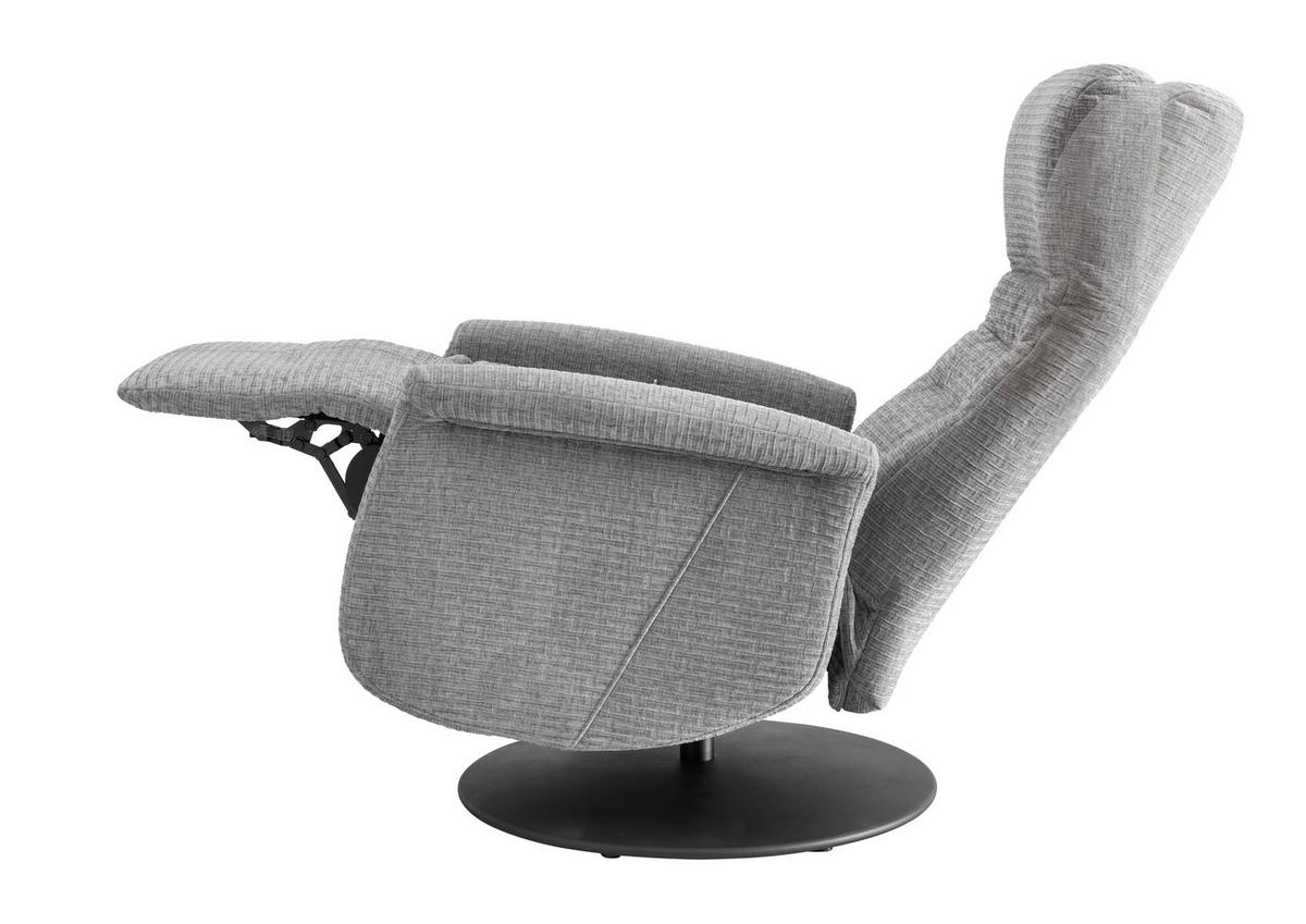 Relaxsessel Latina Grau 360 Grad drehbar, B: 72 cm - Schwarz/Grau, MODERN, Textil (72/118/85-165cm) - Livetastic
