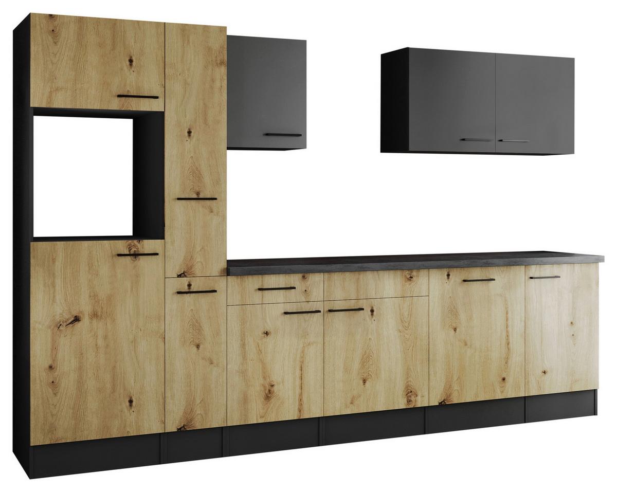 Küchenleerblock Oliver Grau, Artisan Dekor B: 310 cm - Eiche Artisan/Grau, Design, Holzwerkstoff (310cm) - Respekta