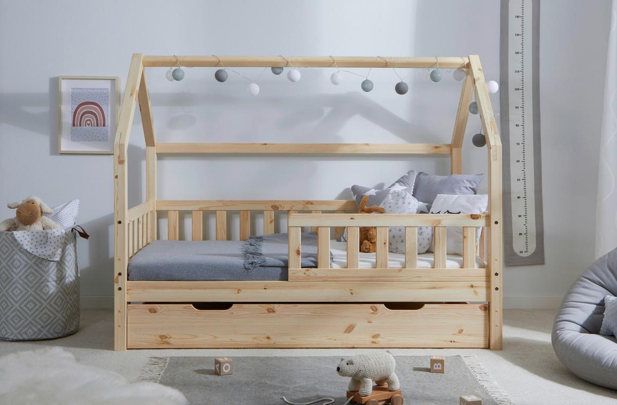 Hausbett Kay - Naturfarben, MODERN, Holz/Textil (80/160cm) - MID.YOU