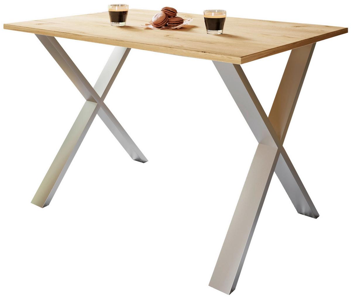 Schreibtisch Lona Silber, Eiche Dekor B: 160 cm - Honigeiche/Silberfarben, Design (160/80/76cm) - MID.YOU