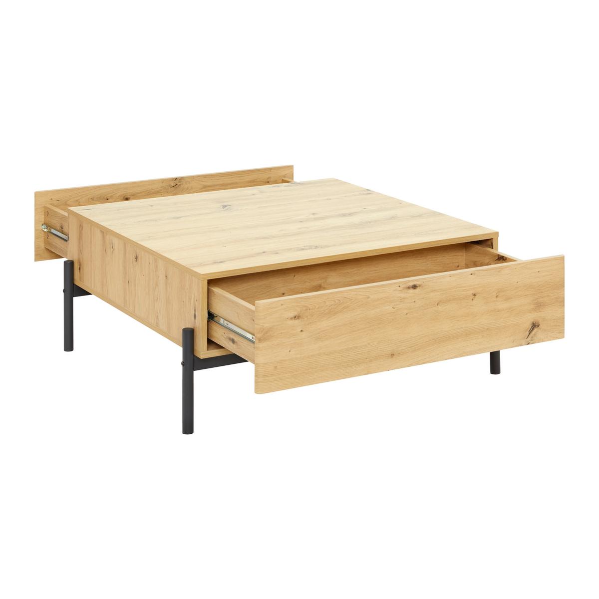 Konferenčný stolík JASMINA farby dubu - čierna/farba duba, Modern, kov/drevo (85/80/37cm) - Bessagi Home