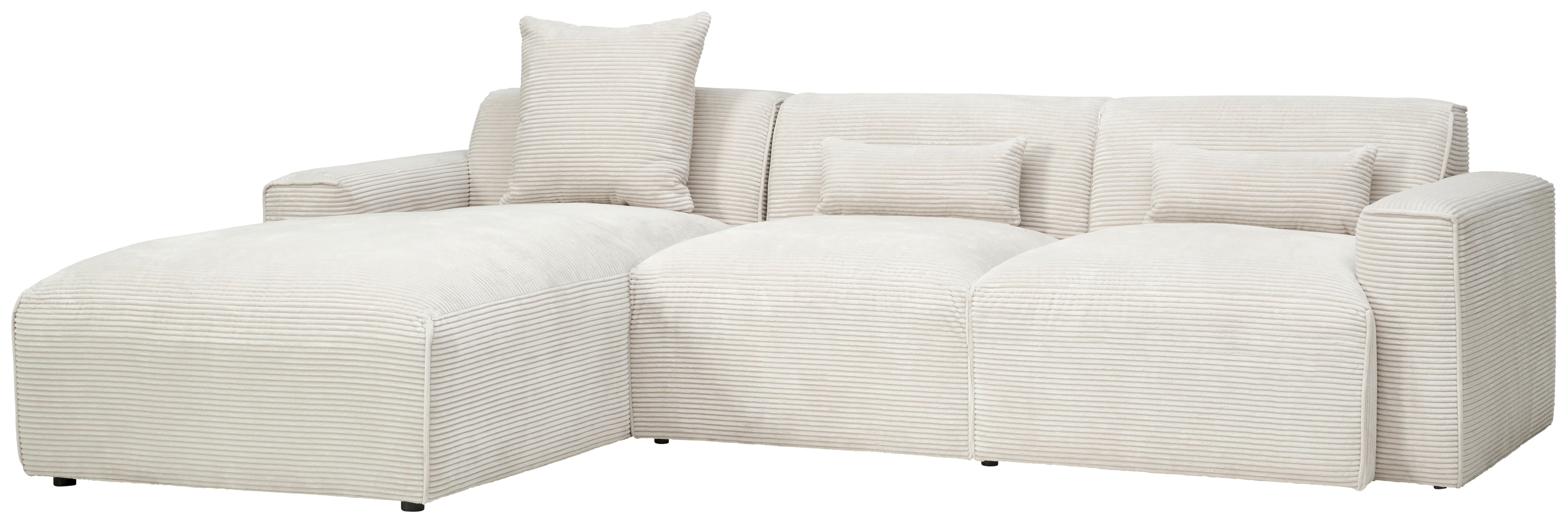 Ecksofa mit Kissen Pearl Beige 196x303 cm - Beige/Schwarz, Design, Textil (196/303cm) - Livetastic