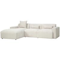 Ecksofa mit Kissen Pearl Beige 196x303 cm - Beige/Schwarz, Design, Textil (196/303cm) - Livetastic