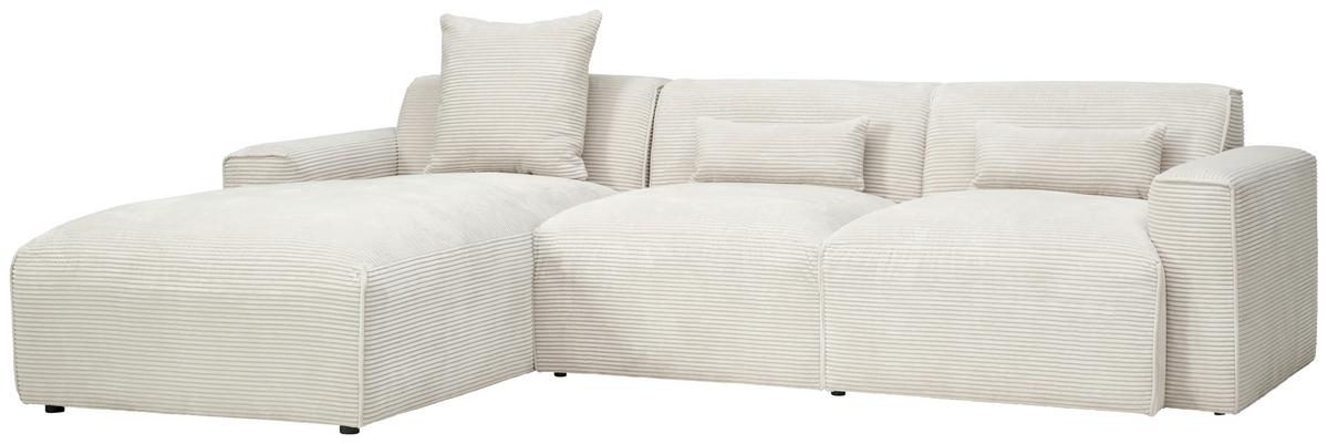 Ecksofa mit Kissen Pearl Beige 196x303 cm - Beige/Schwarz, Design, Textil (196/303cm) - Livetastic