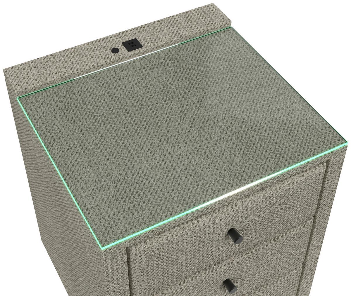 Nachtkästchen Brisbane I inkl. USB-Anschluss B: 49,5cm - Champagner, Trend, Glas/Holzwerkstoff (49,5/56,5/46cm) - Sembella