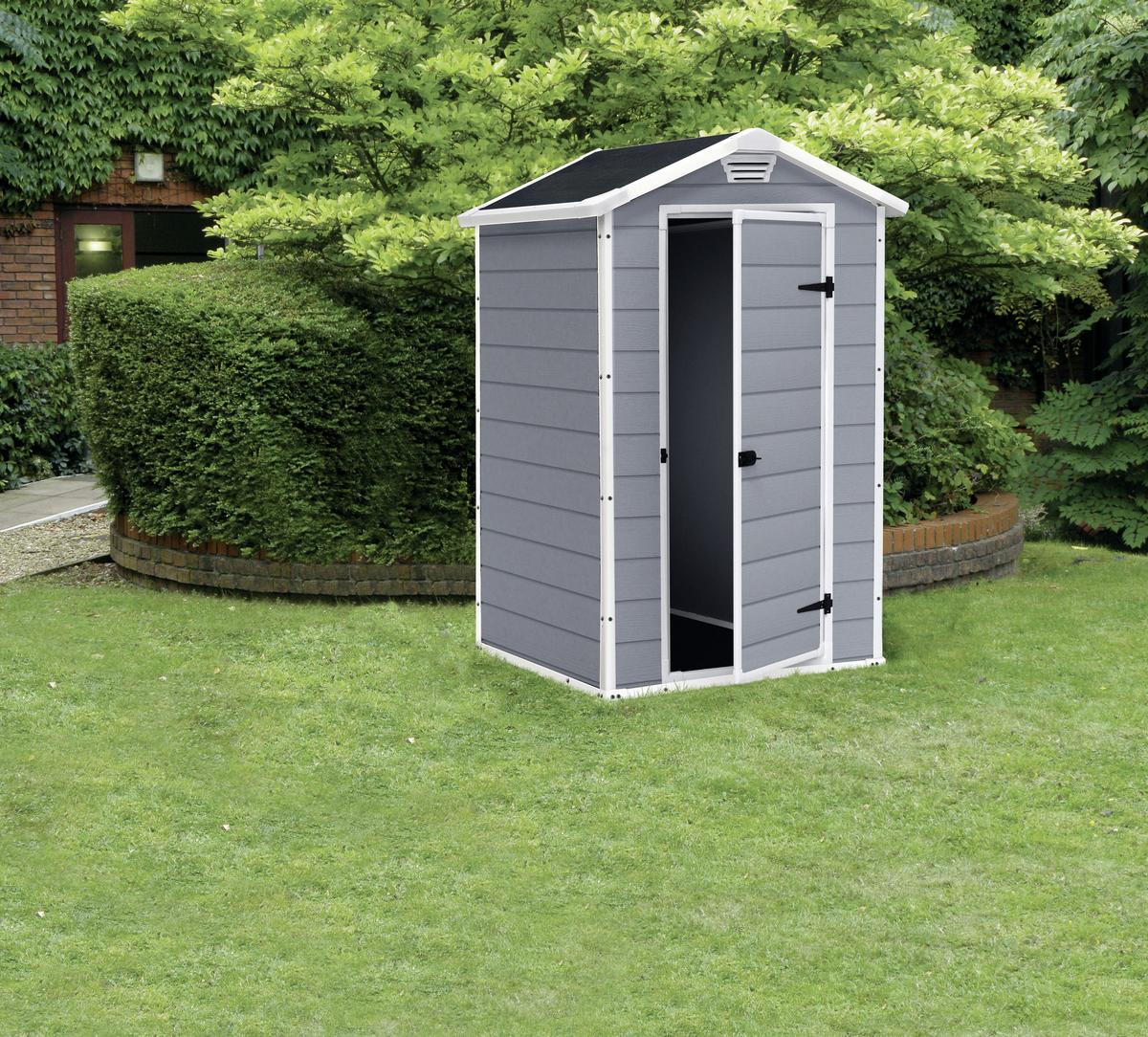 Záhradný domček MANOR 4X3 - sivá/biela, Modern, plast (128/196/103cm) - Mömax