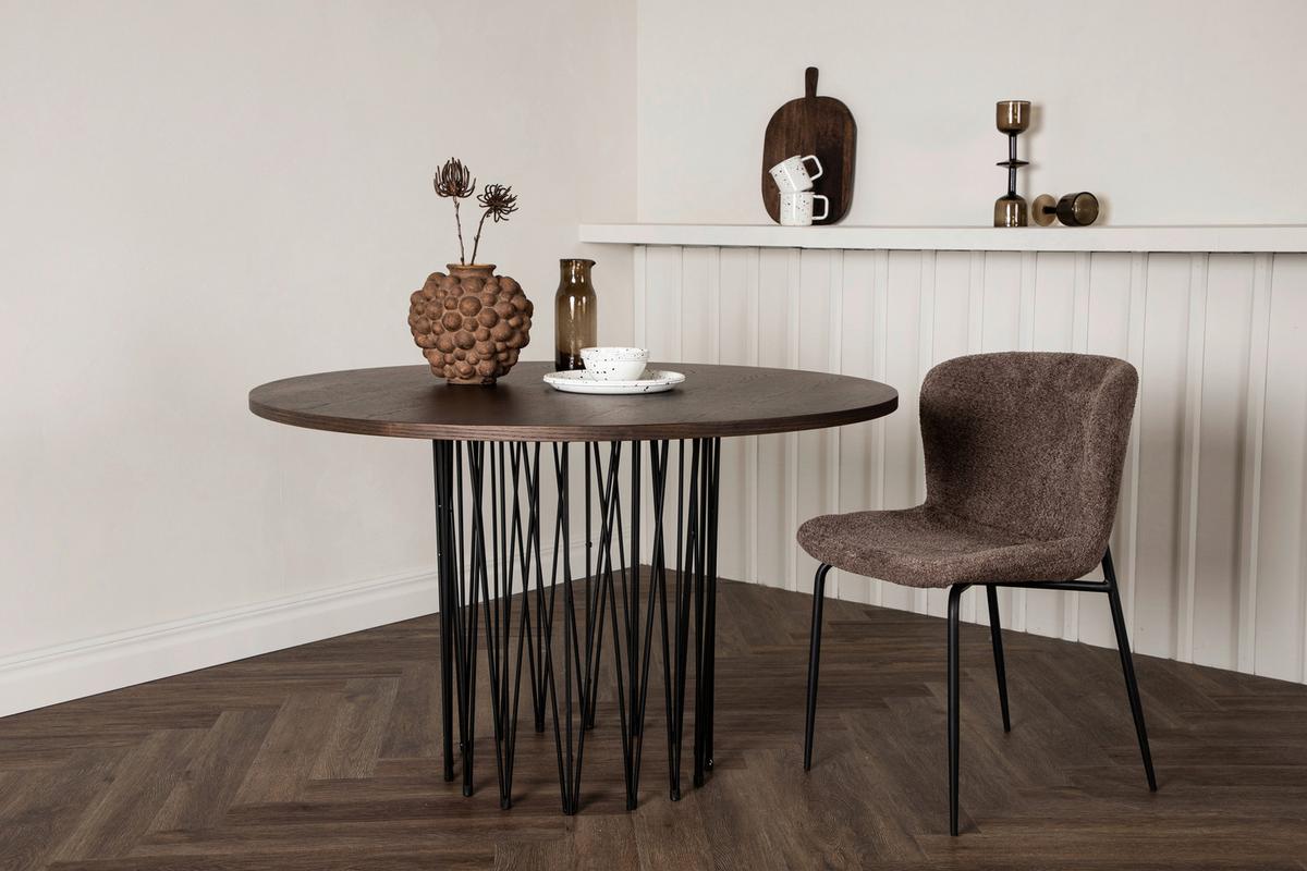 Esstisch Stone - Dunkelbraun/Schwarz, Design, Holzwerkstoff/Metall (120/120/74cm) - Livetastic