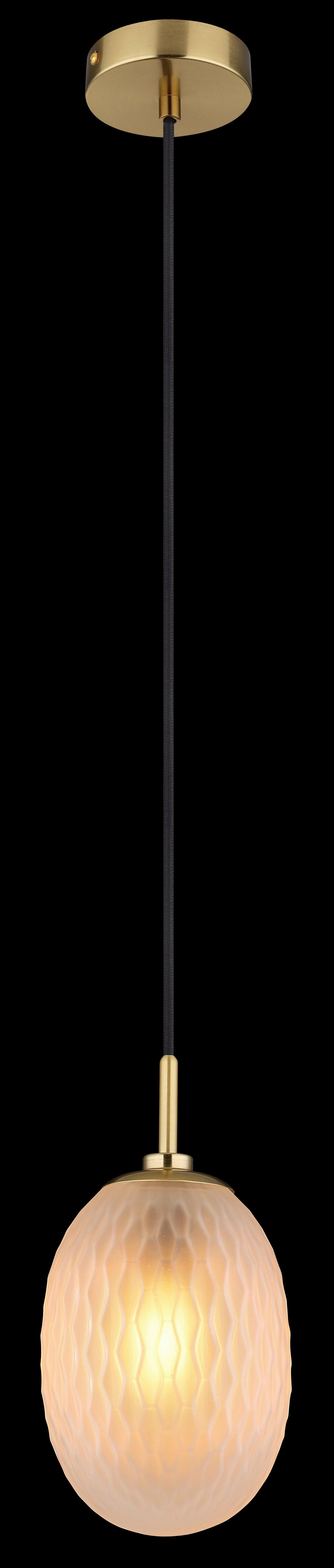 Hängeleuchte 15899h2 - Goldfarben/Schwarz, Basics, Glas/Textil (15/120cm) - Globo