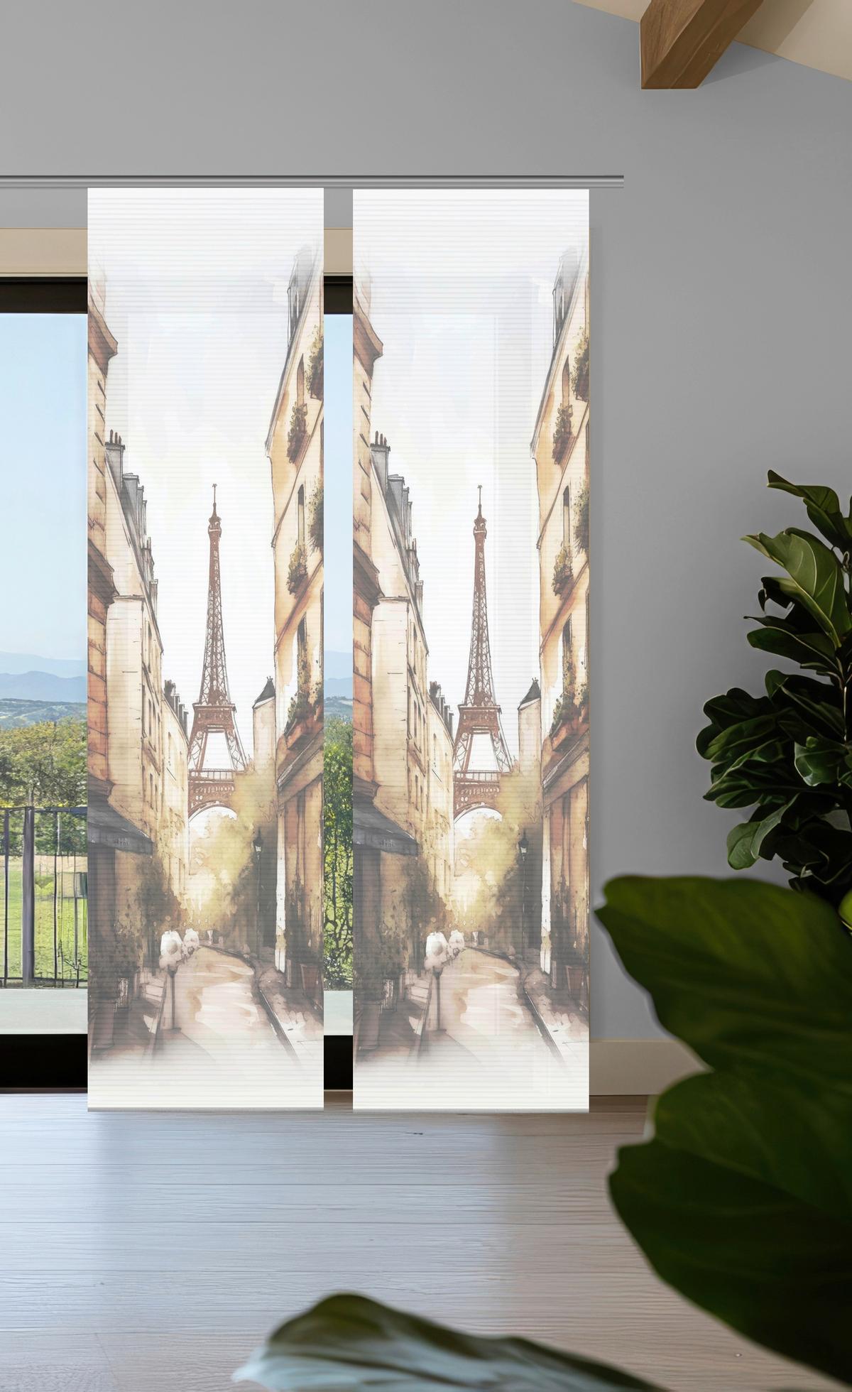 Flächenvorhang Francq 2er Set - Naturfarben/Weiß, LIFESTYLE, Textil (60/245cm)