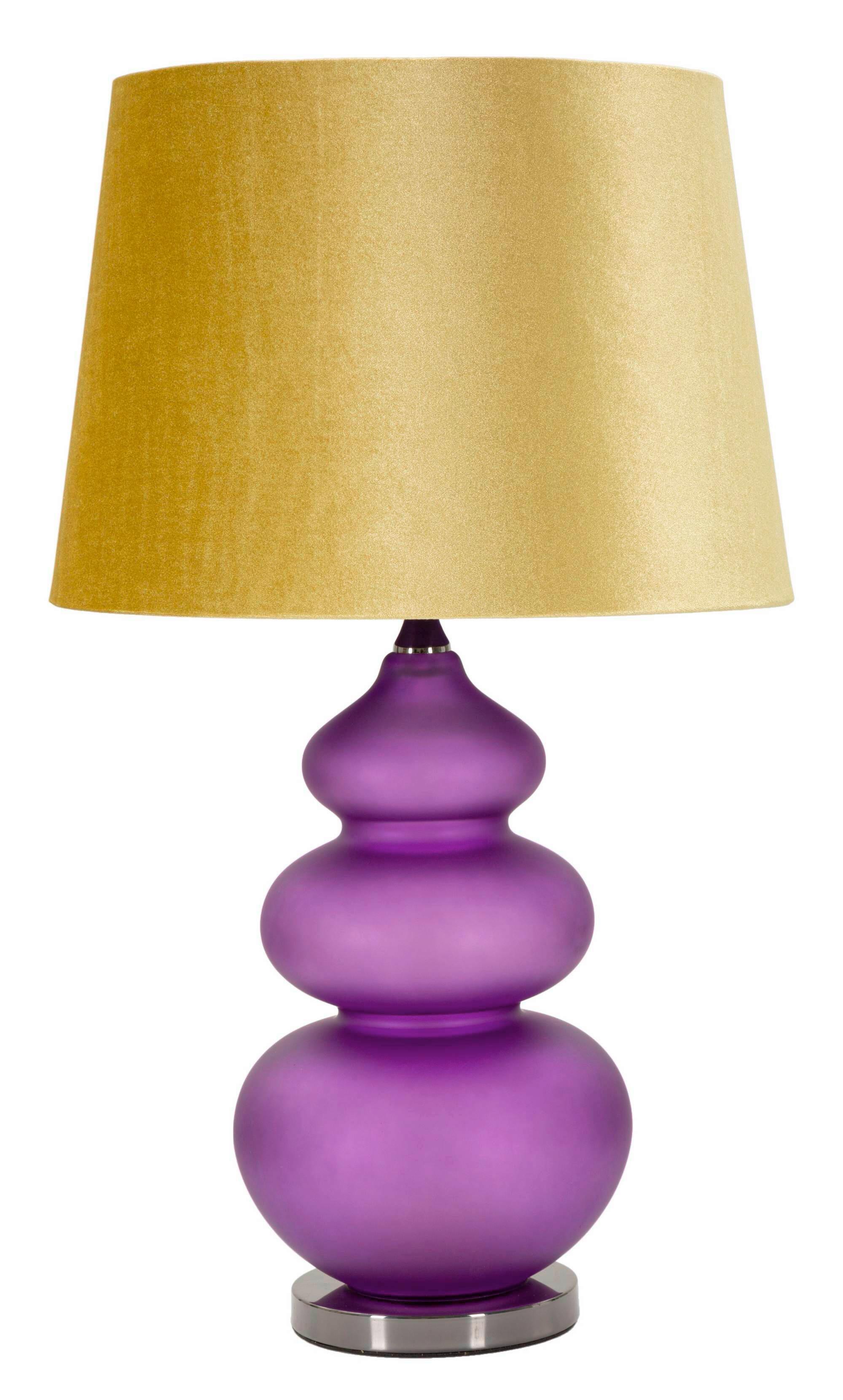 Tischleuchte Milva Three Lila, Gelb B: 40 cm - Gelb/Lila, Basics, Glas/Textil (40/70/40cm)