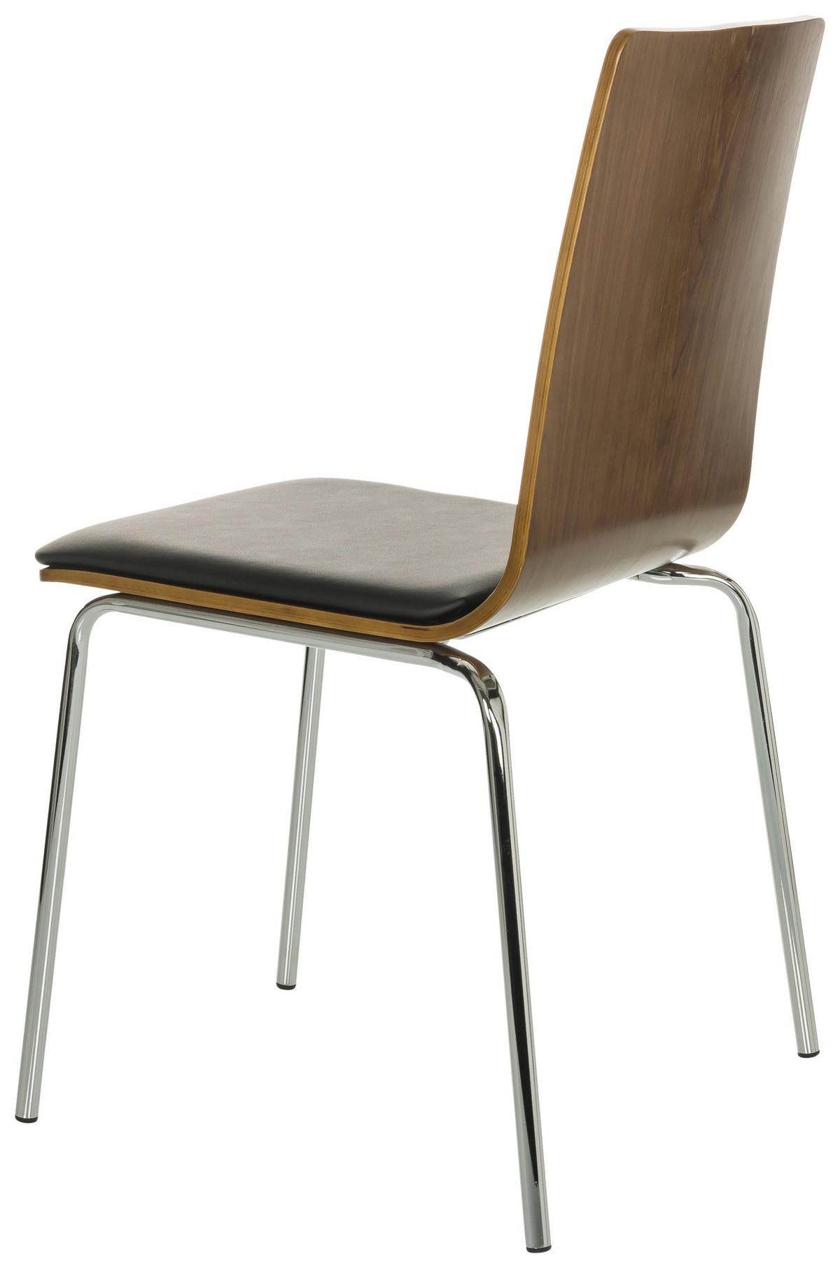 Besucherstuhl Peria - Silberfarben/Schwarz, Basics, Leder/Holz (50/86/55cm) - MID.YOU