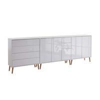 Sideboard Mailand 7 B:263,5cm Weiß/ecihe - Weiß Hochglanz/Eiche Artisan, MODERN, Holzwerkstoff (263,5/86/33cm) - MID.YOU