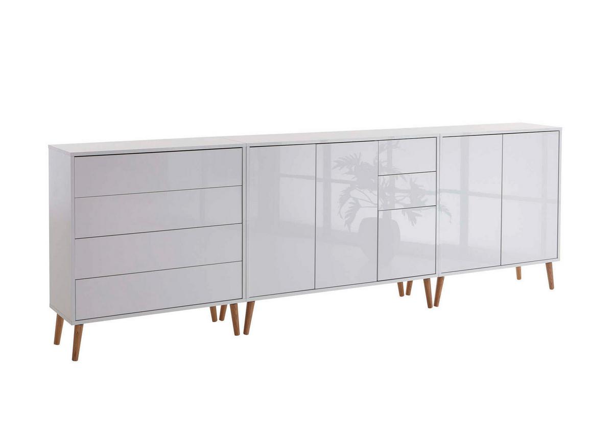 Sideboard Mailand 7 B:263,5cm Weiß/ecihe - Weiß Hochglanz/Eiche Artisan, MODERN, Holzwerkstoff (263,5/86/33cm) - MID.YOU