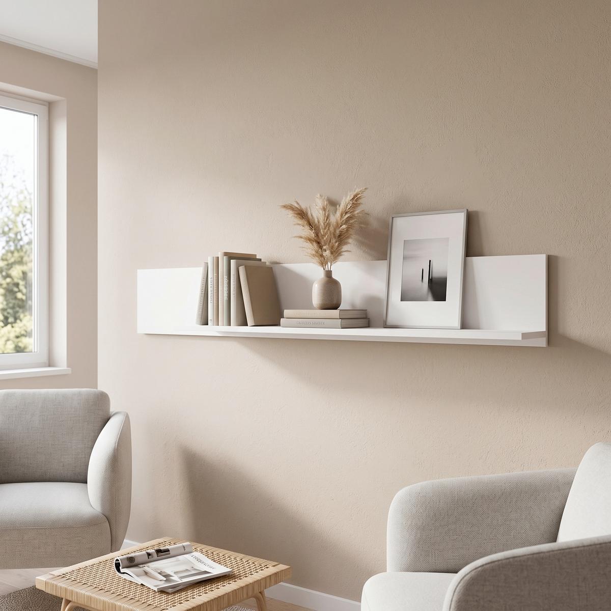 Wandboard Hudson Weiß B: 150 cm - Weiß, Design, Holzwerkstoff (150/22/21cm) - MID.YOU