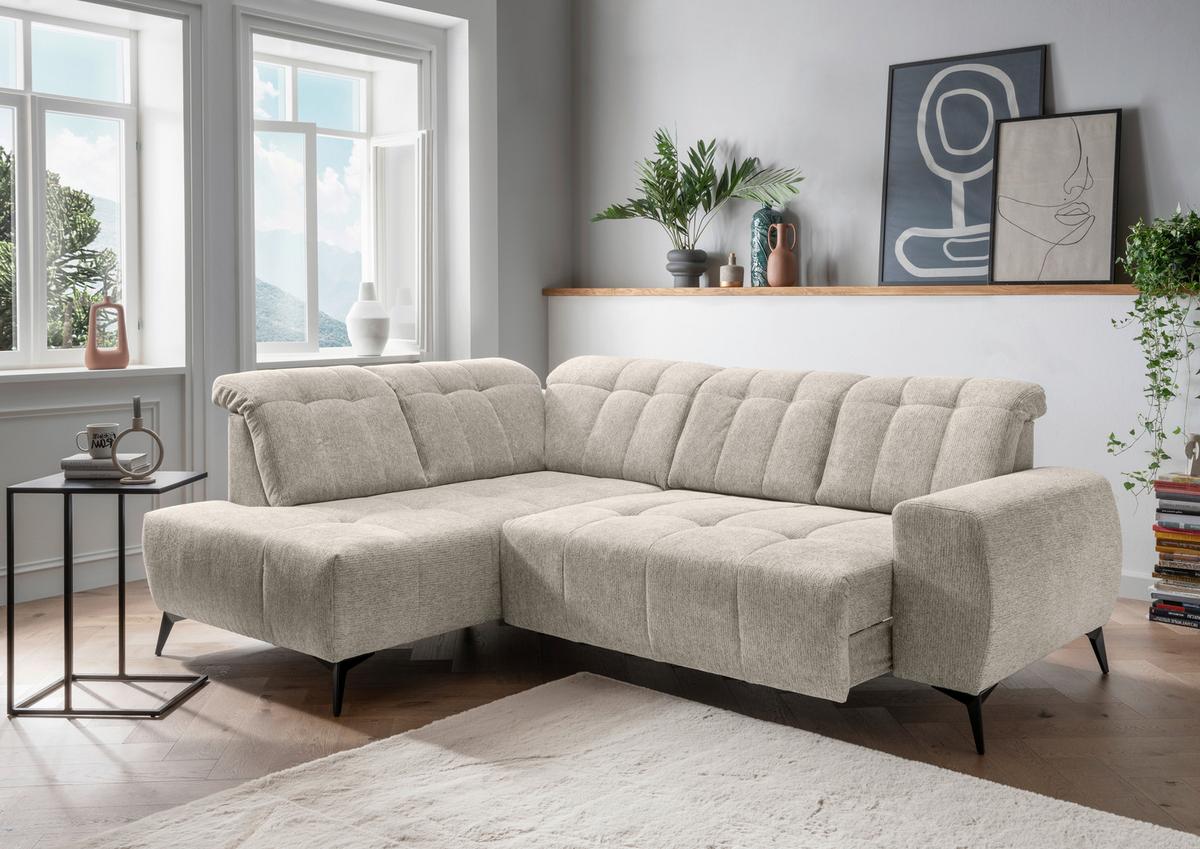 Ecksofa Sano, Beige S: 200x261 cm - Beige/Schwarz, MODERN, Textil (200/261cm) - Livetastic