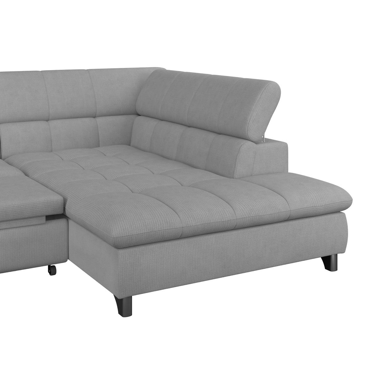 Ecksofa Mit Schlaffunktion Gemini Grau 312x234 Cm - Chromfarben/Grau, KONVENTIONELL, Textil (312/234cm)