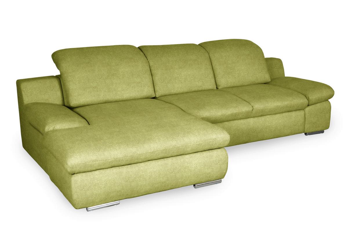 Ecksofa Isona Grün Chenille - Chromfarben/Grün, Design, Textil (165/286cm) - Livetastic