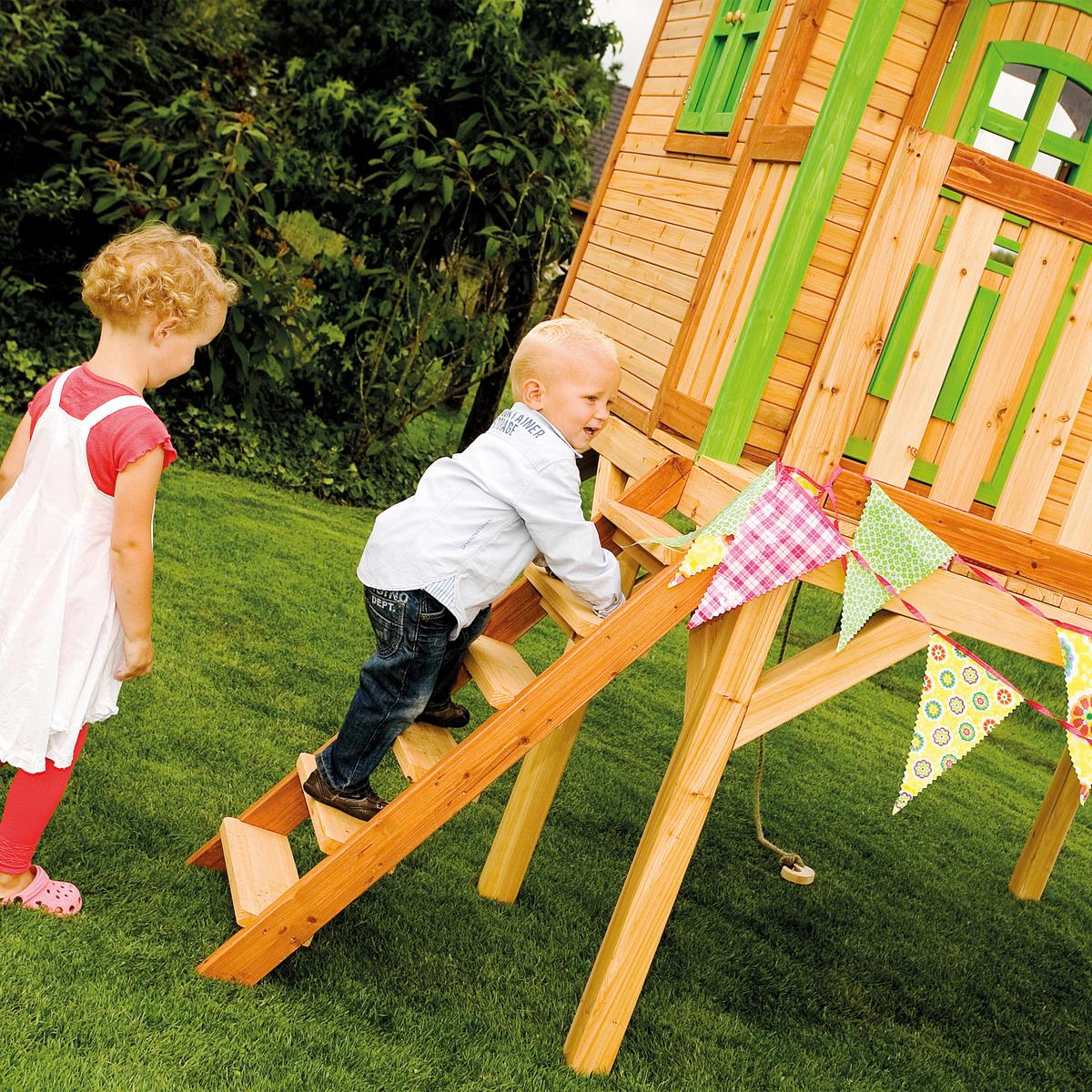Spielhaus A030.041.00 - Braun/Weiß, KONVENTIONELL, Holz/Kunststoff (380/274/212cm) - Ambia Garden