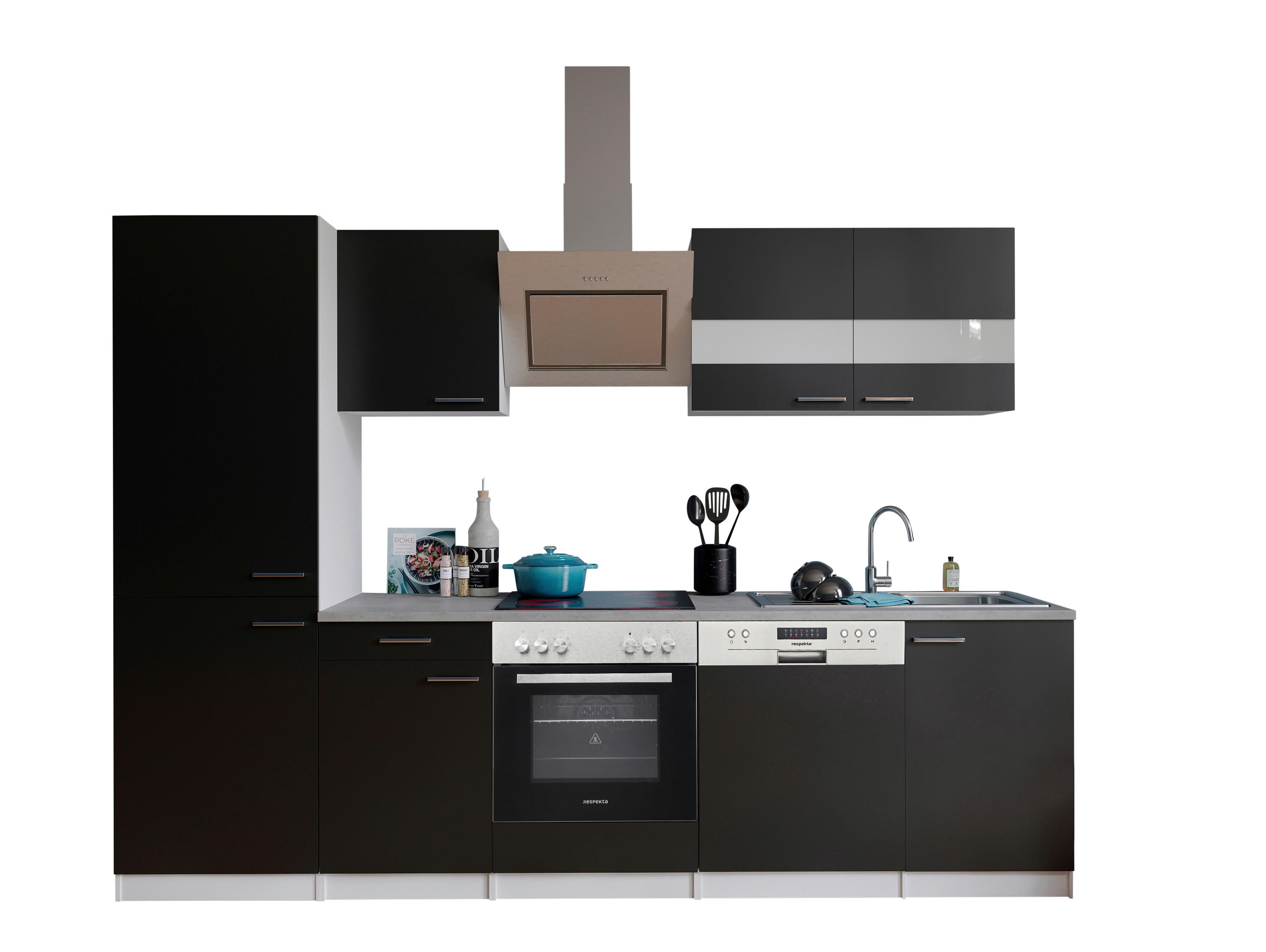 Küchenblock Malia Küchenblock 280 cm - Schwarz/Graphitfarben, Basics, Holzwerkstoff (280cm) - Respekta